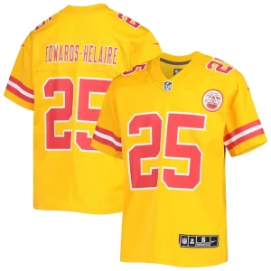 Clyde edwards helaire kansas city chiefs nike youth inverted team game jersey Gold