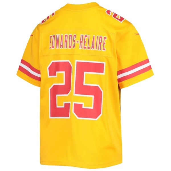 Clyde edwards helaire kansas city chiefs nike youth inverted team game jersey Gold Yth L