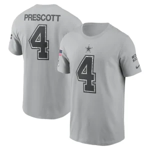 Dak prescott dallas cowboys nike 2024 salute to service name number t shirt Gray