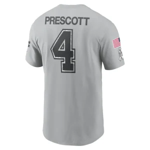 Dak prescott dallas cowboys nike 2024 salute to service name number t shirt Gray L