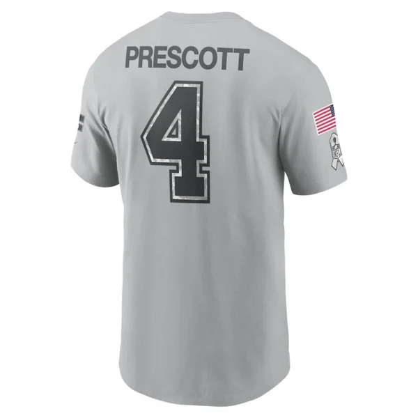 Dak prescott dallas cowboys nike 2024 salute to service name number t shirt Gray L