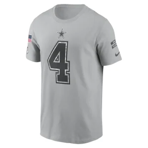 Dak prescott dallas cowboys nike 2024 salute to service name number t shirt Gray M