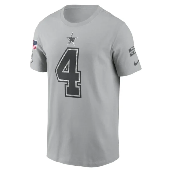 Dak prescott dallas cowboys nike 2024 salute to service name number t shirt Gray M