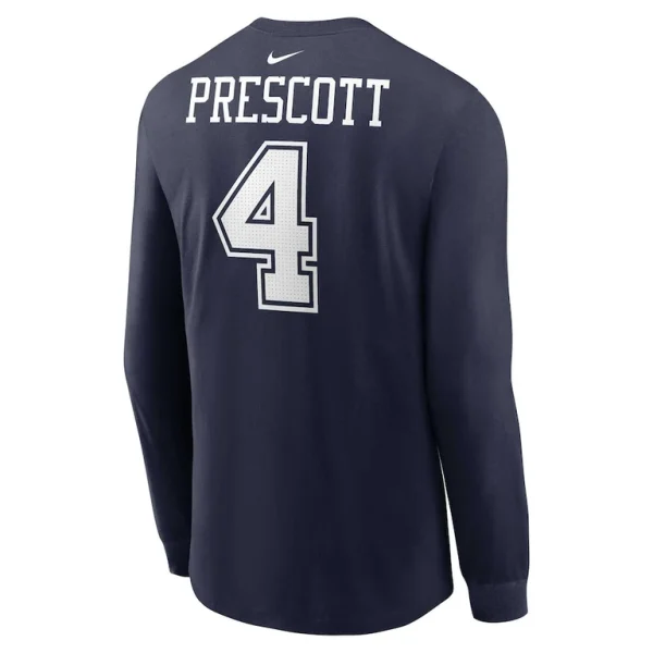 Dak prescott dallas cowboys nike player name number long sleeve t shirt Navy L
