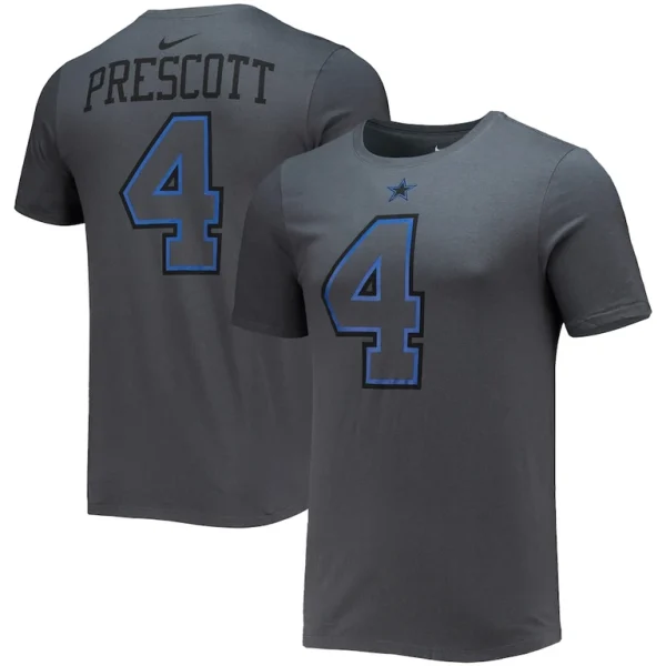 Dak prescott dallas cowboys nike player name number t shirt Charcoal