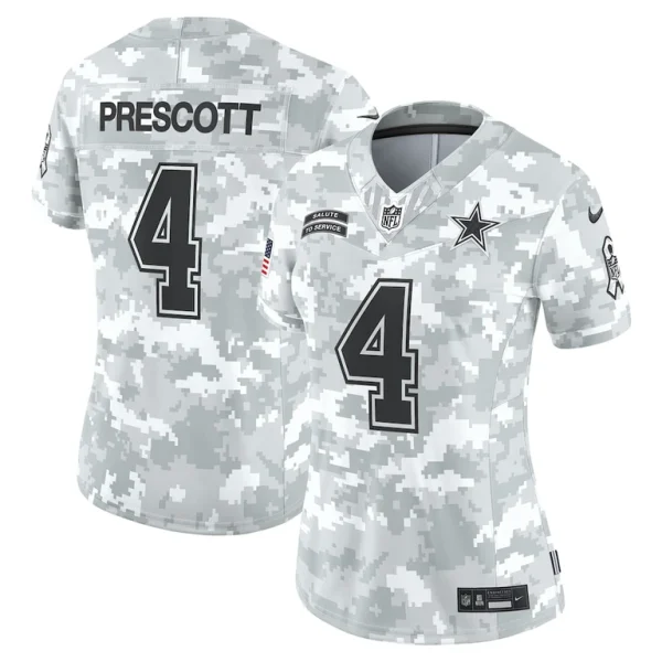 Dak prescott dallas cowboys nike womens 2024 salute to service limited jersey Arctic camo