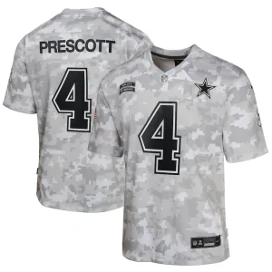 Dak prescott dallas cowboys nike youth 2024 salute to service game jersey Arctic camo