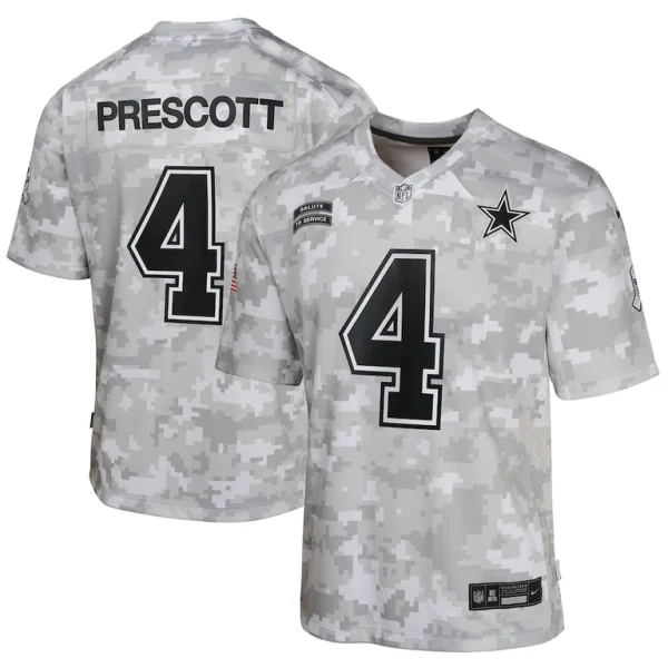 Dak prescott dallas cowboys nike youth 2024 salute to service game jersey Arctic camo