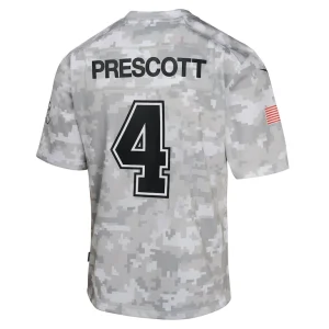Dak prescott dallas cowboys nike youth 2024 salute to service game jersey Arctic camo Yth L