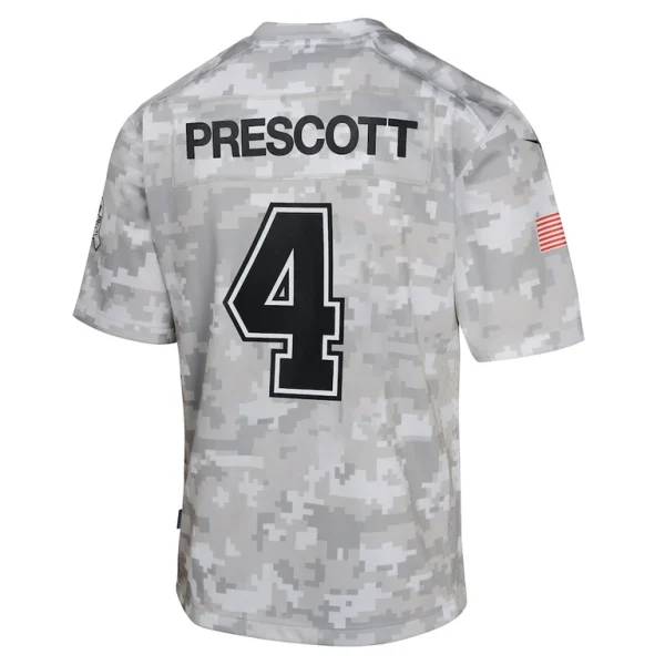 Dak prescott dallas cowboys nike youth 2024 salute to service game jersey Arctic camo Yth L