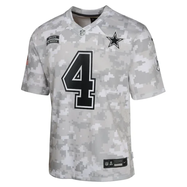 Dak prescott dallas cowboys nike youth 2024 salute to service game jersey Arctic camo Yth M