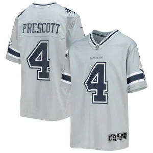 Dak prescott dallas cowboys nike youth inverted team game jersey Silver