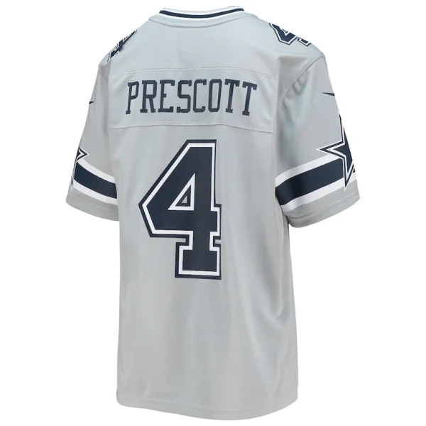 Dak prescott dallas cowboys nike youth inverted team game jersey Silver Yth L