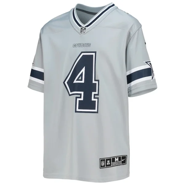 Dak prescott dallas cowboys nike youth inverted team game jersey Silver Yth M