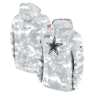 Dallas cowboys nike 2024 salute to service club fleece pullover hoodie Arctic camo