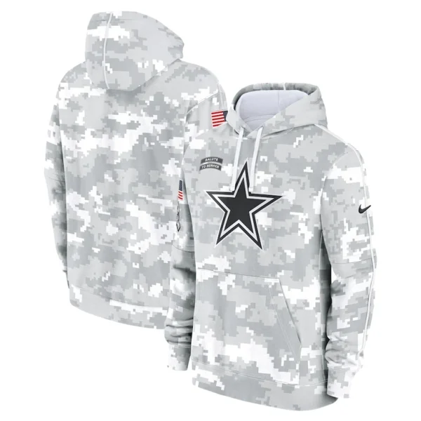 Dallas cowboys nike 2024 salute to service club fleece pullover hoodie Arctic camo