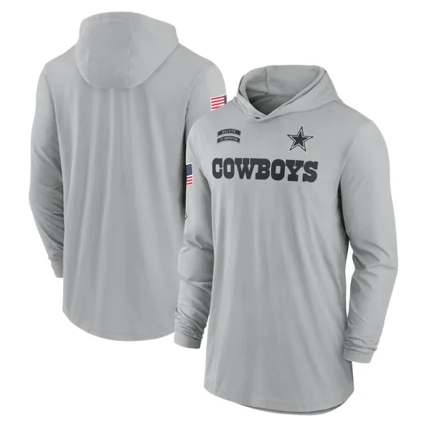 Dallas cowboys nike 2024 salute to service lightweight performance long sleeve hooded t shirt Gray