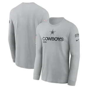 Dallas cowboys nike 2024 salute to service long sleeve t shirt Gray