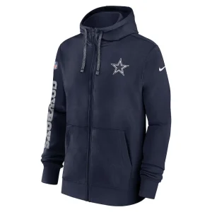 Dallas cowboys nike 2024 sideline club full zip hoodie Navy M