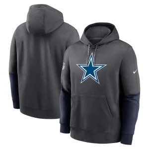 Dallas cowboys nike 2024 sideline club pullover hoodie Charcoal