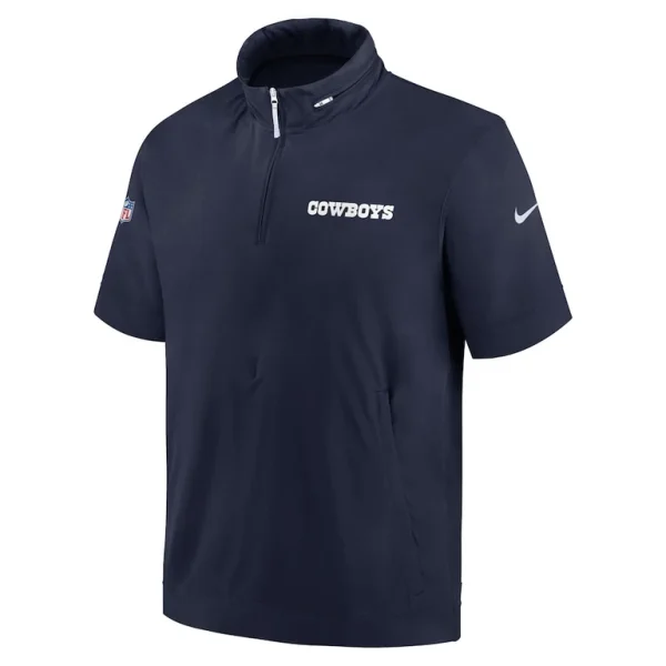 Dallas cowboys nike 2024 sideline coach short sleeve half zip hoodie jacket Navy S