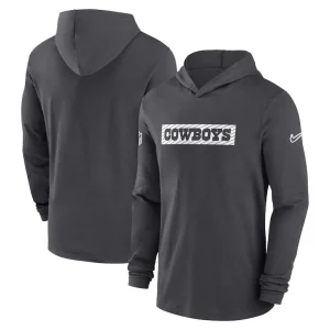 Dallas cowboys nike 202425 sideline performance long sleeve hoodie t shirt Charcoal