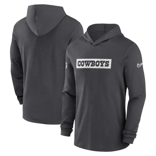 Dallas cowboys nike 202425 sideline performance long sleeve hoodie t shirt Charcoal