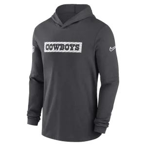 Dallas cowboys nike 202425 sideline performance long sleeve hoodie t shirt Charcoal M