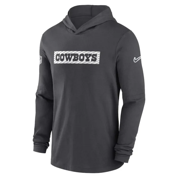 Dallas cowboys nike 202425 sideline performance long sleeve hoodie t shirt Charcoal M