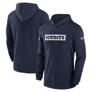 Dallas cowboys nike 202425 sideline performance long sleeve hoodie t shirt Navy
