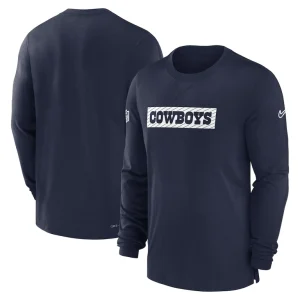 Dallas cowboys nike 202425 sideline player tri blend performance long sleeve t shirt Navy