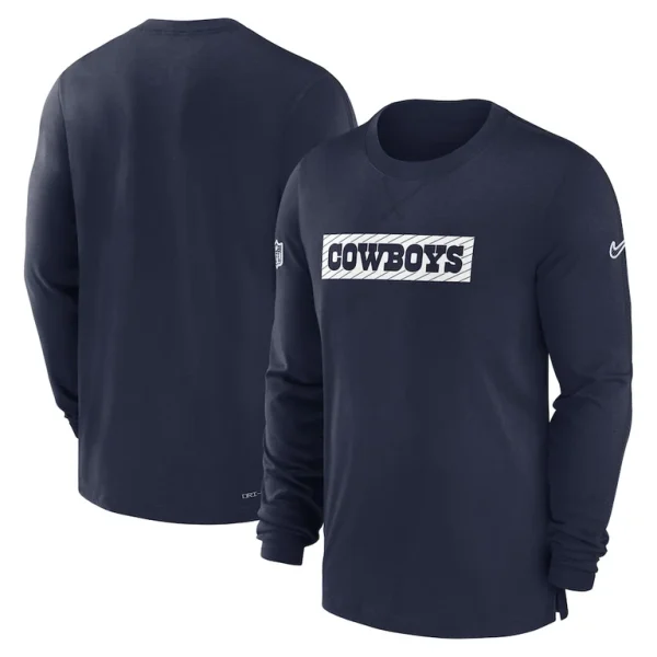 Dallas cowboys nike 202425 sideline player tri blend performance long sleeve t shirt Navy