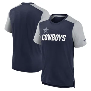 Dallas cowboys nike color block team name t shirt Heathered navyheathered gray