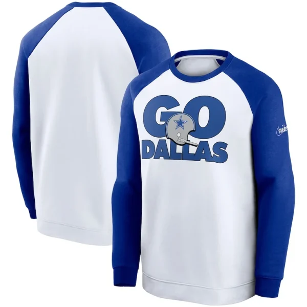 Dallas cowboys nike fan gear throwback go helmet sweatshirt Whiteroyal