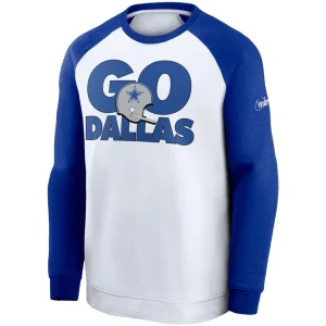 Dallas cowboys nike fan gear throwback go helmet sweatshirt Whiteroyal M