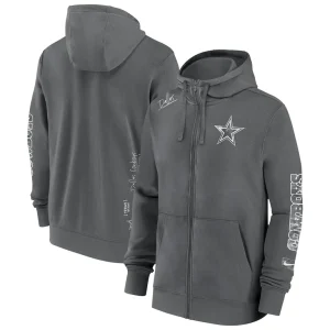 Dallas cowboys nike multi logo full zip hoodie Charcoal