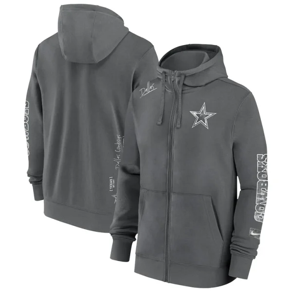 Dallas cowboys nike multi logo full zip hoodie Charcoal