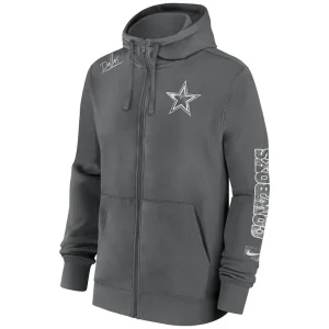 Dallas cowboys nike multi logo full zip hoodie Charcoal M