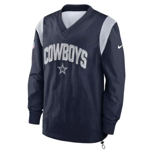 Dallas cowboys nike sideline athletic stack v neck pullover windshirt jacket Navy M
