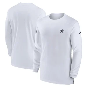 Dallas cowboys nike sideline coach performance long sleeve t shirt White