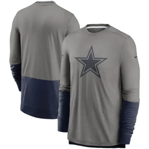Dallas cowboys nike sideline player performance long sleeve t shirt Heathered graynavy