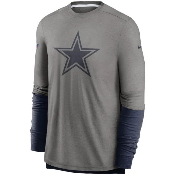 Dallas cowboys nike sideline player performance long sleeve t shirt Heathered graynavy M