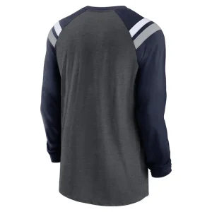 Dallas cowboys nike tri blend raglan athletic long sleeve fashion t shirt Heathered charcoal L