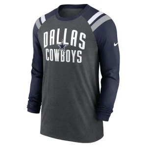 Dallas cowboys nike tri blend raglan athletic long sleeve fashion t shirt Heathered charcoal M
