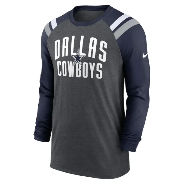 Dallas cowboys nike tri blend raglan athletic long sleeve fashion t shirt Heathered charcoal M