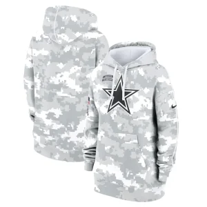 Dallas cowboys nike womens 2024 salute to service club fleece oversized pullover hoodie Arctic camo