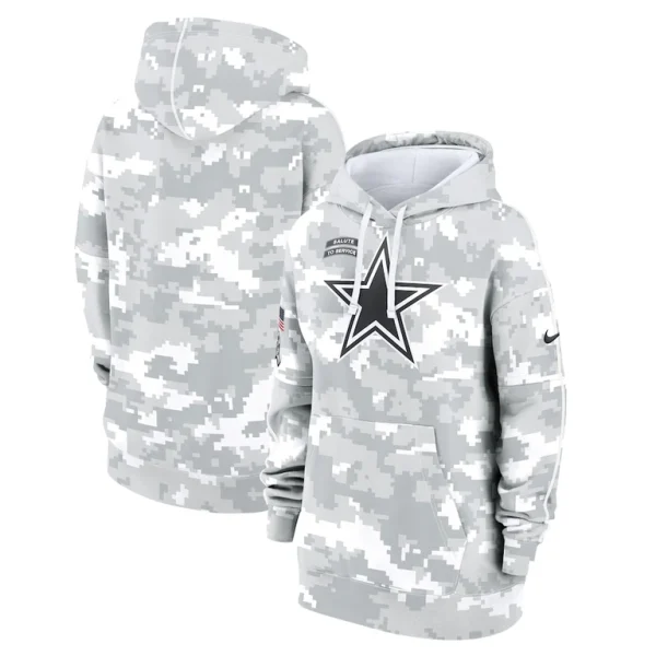 Dallas cowboys nike womens 2024 salute to service club fleece oversized pullover hoodie Arctic camo