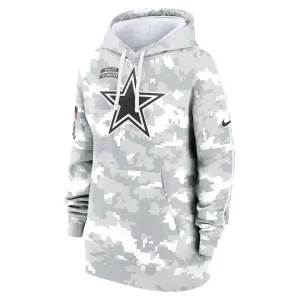 Dallas cowboys nike womens 2024 salute to service club fleece oversized pullover hoodie Arctic camo S