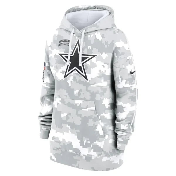 Dallas cowboys nike womens 2024 salute to service club fleece oversized pullover hoodie Arctic camo S