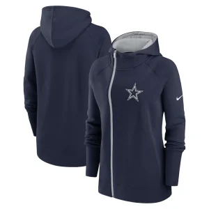Dallas cowboys nike womens asymmetrical raglan full zip hoodie Navy